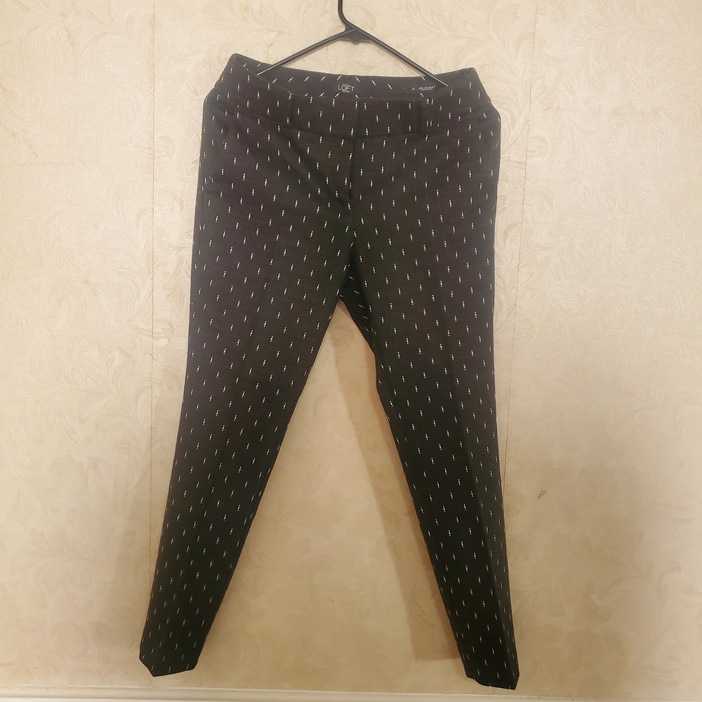 LOFT Black Skinny Pants with White Pattern